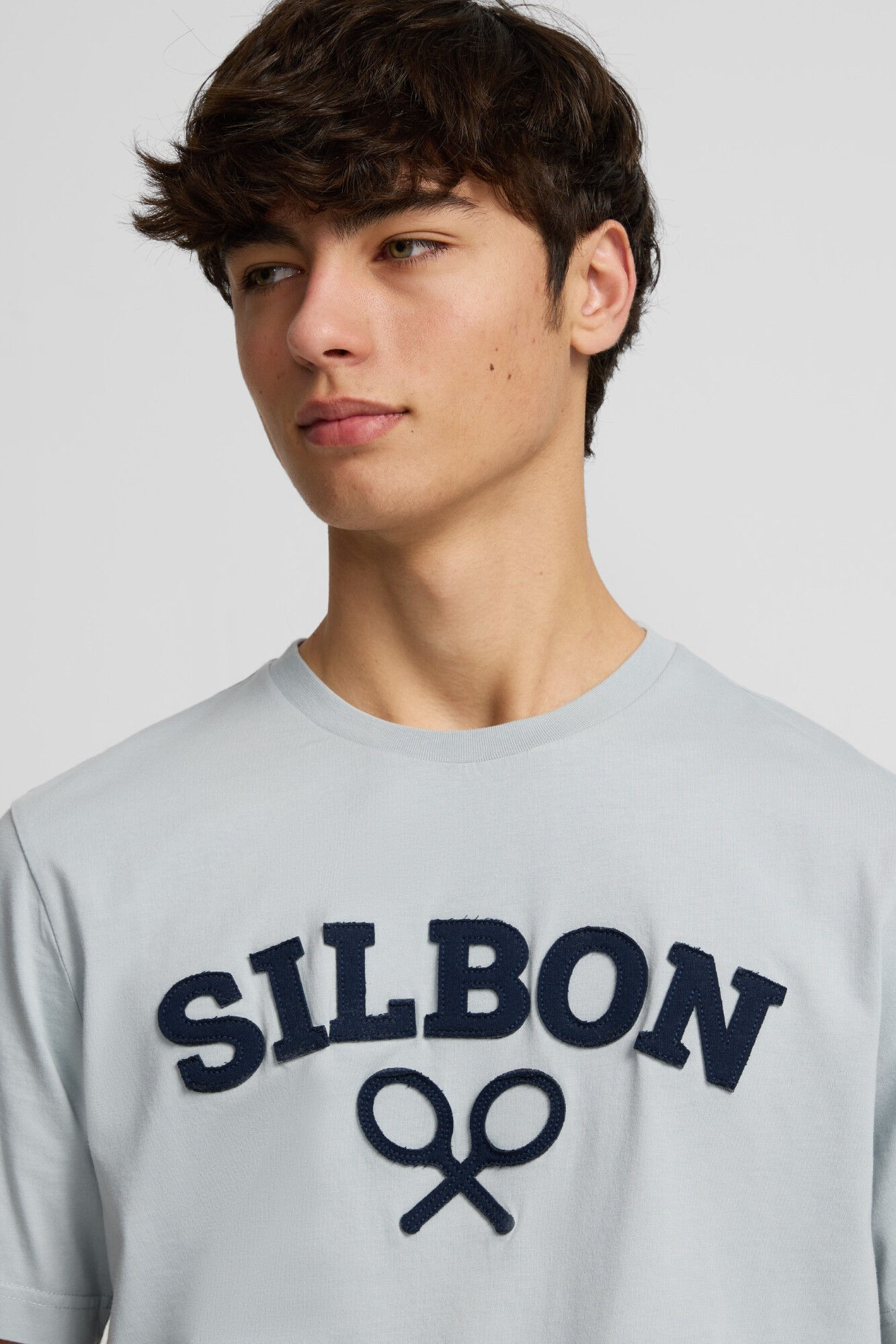 Silbon Stockings racket t-shirt Blue