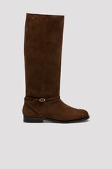 Cortefiel Leather buckle boot Brown