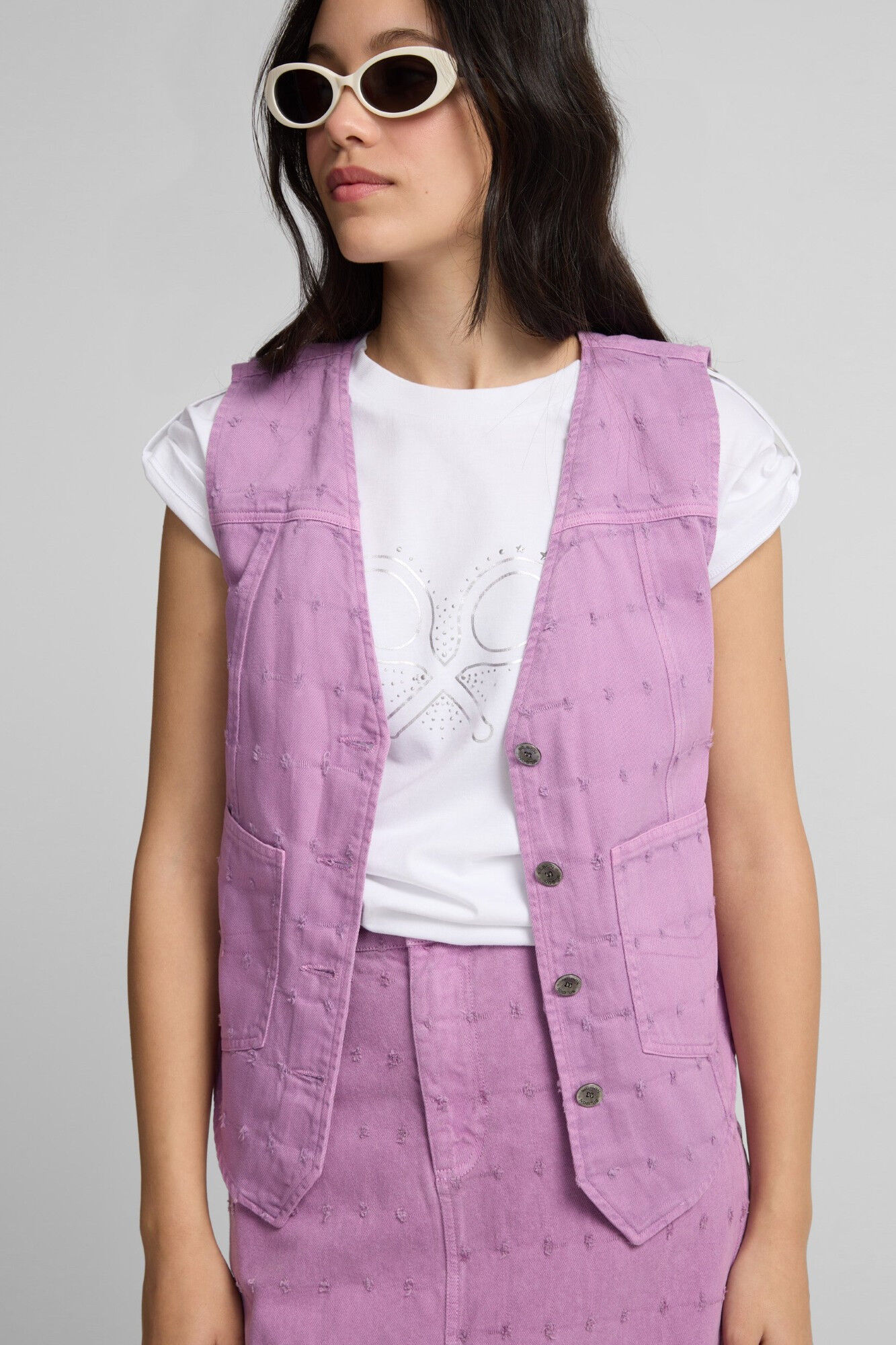 Silbon Colete denim Colete Roxo