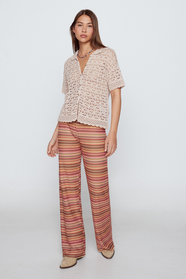 Cortefiel Textured knit trousers Multicolour