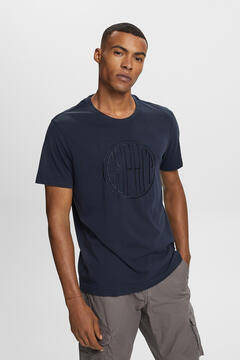 Cortefiel Cotton T-shirt with embroidered logo Navy