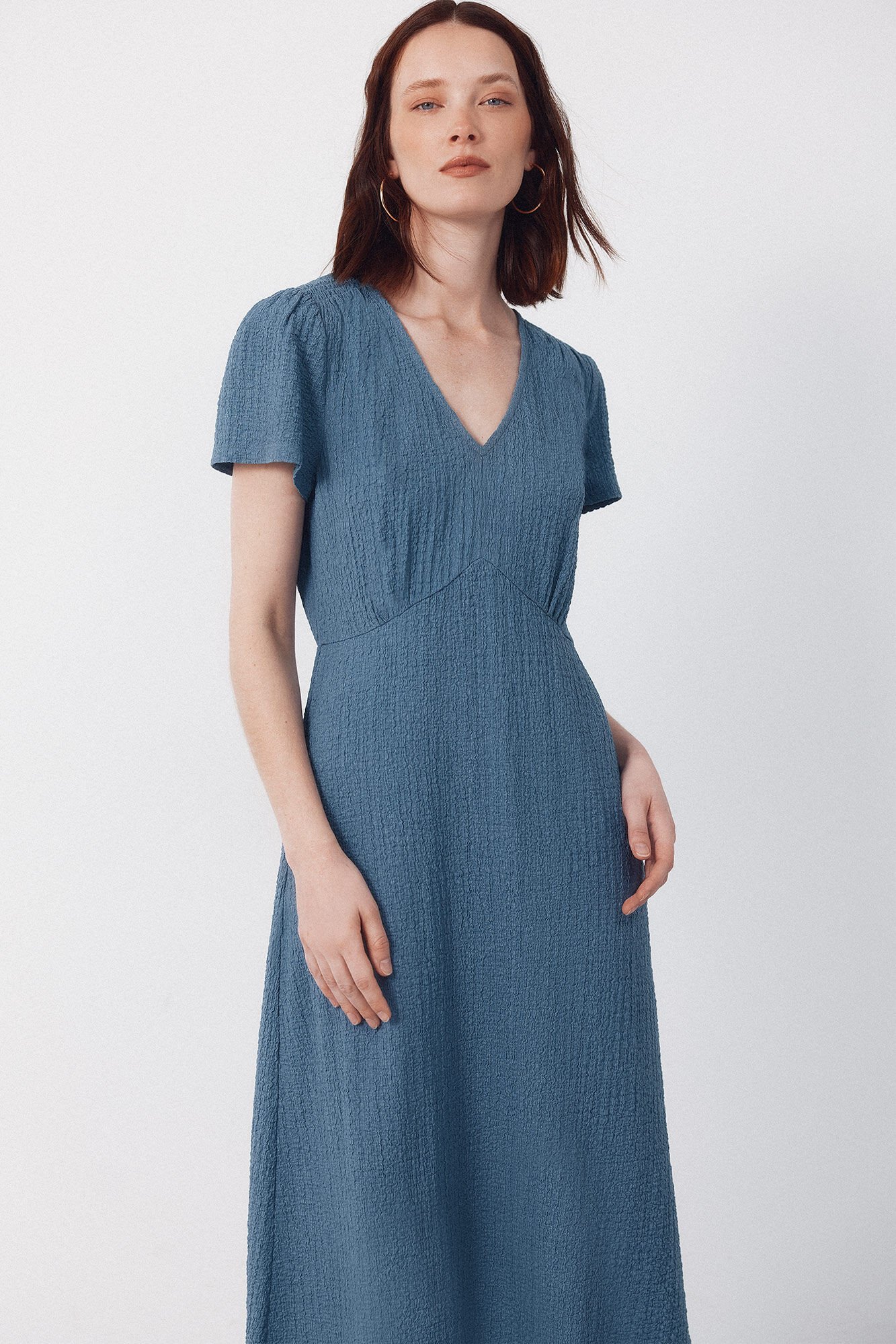 Cortefiel Vestido estruturado estampado Azul