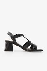 Lodi Sand&aacute;lia em pele efeito verniz Preto