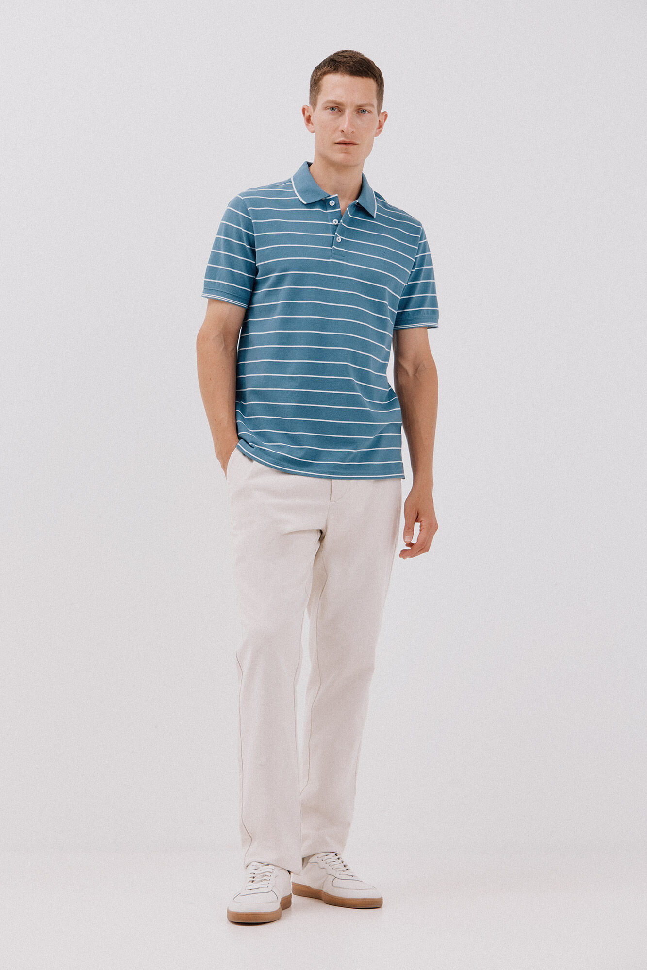 Cortefiel Striped polo shirt Blue