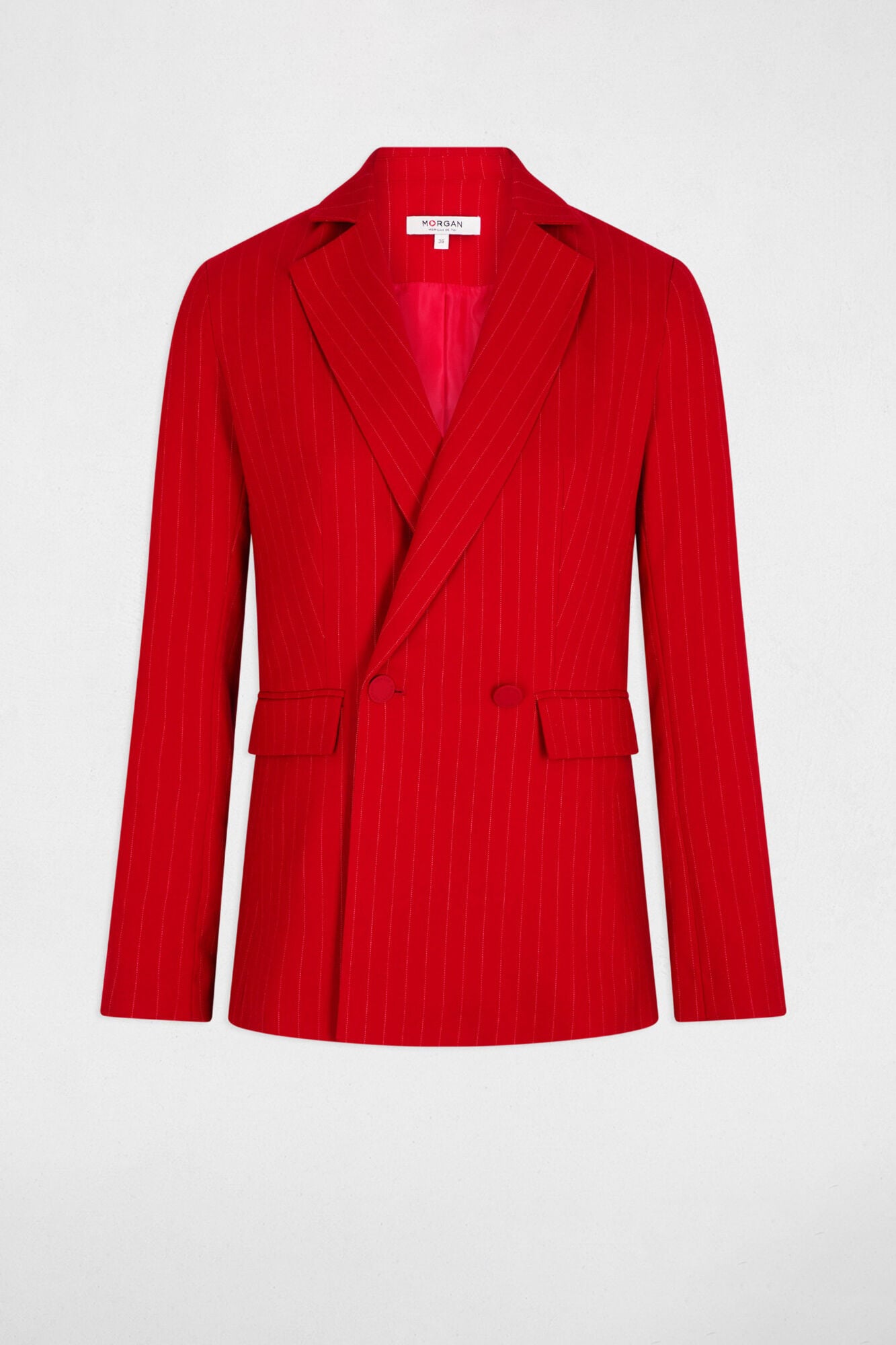 Morgan Casaco cintado &agrave;s riscas Vermelho