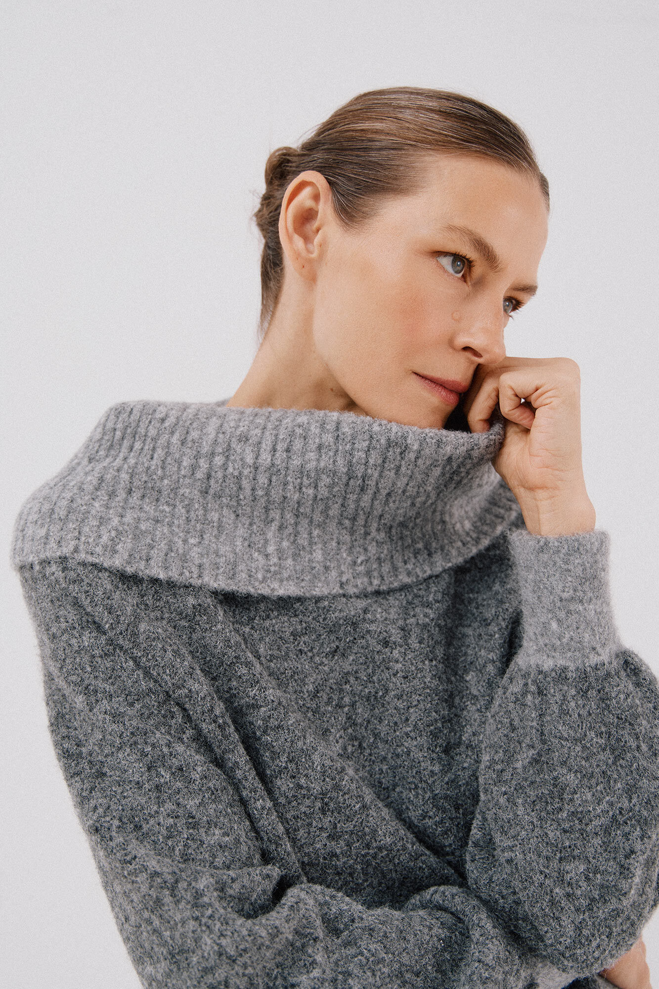 Cortefiel Combined knit jumper Grey