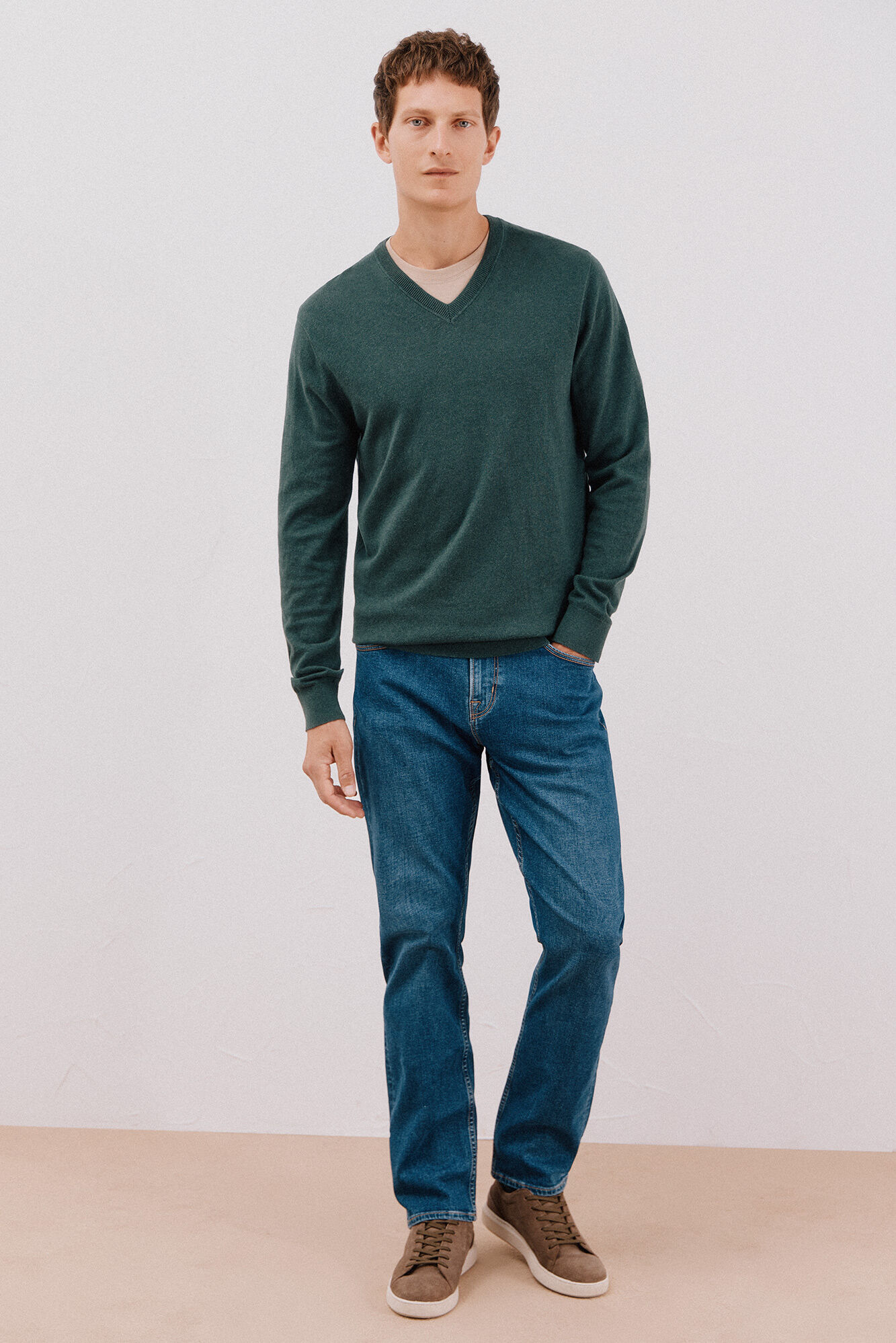 Cortefiel Cotton/cashmere V-neck jumper