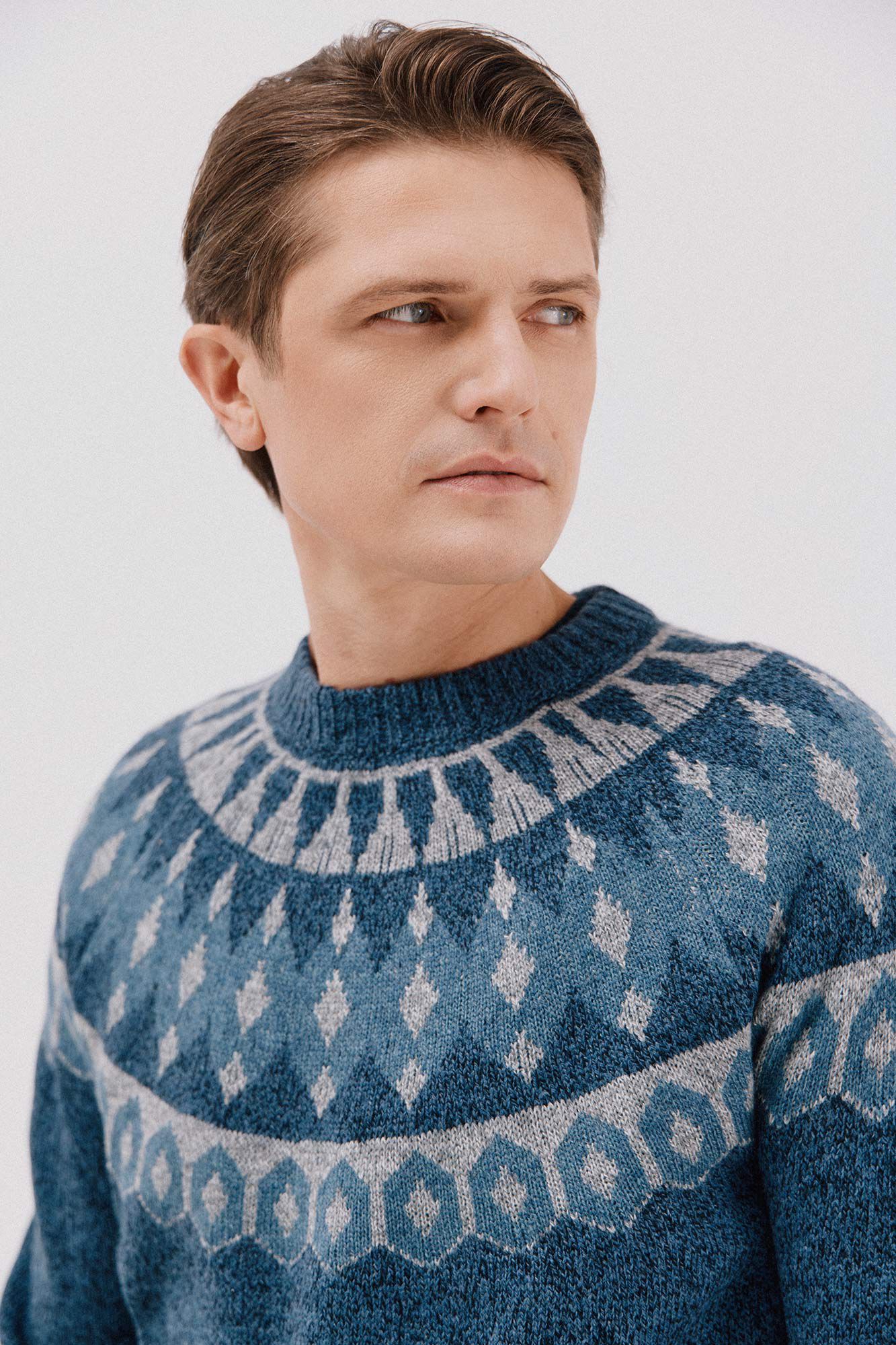 Cortefiel Jersey navide&ntilde;o fantas&iacute;a lana cuello caja Azul marino