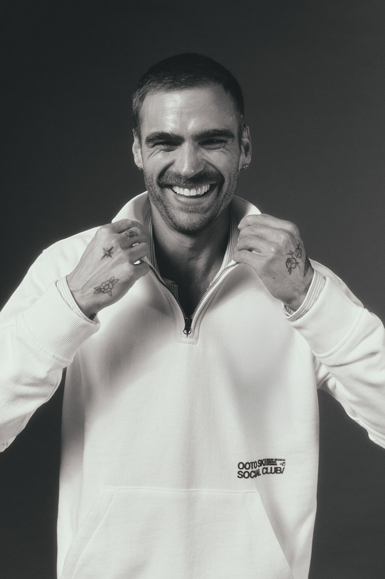 OOTO Sweatshirt com gola de fecho-&eacute;clair Branco