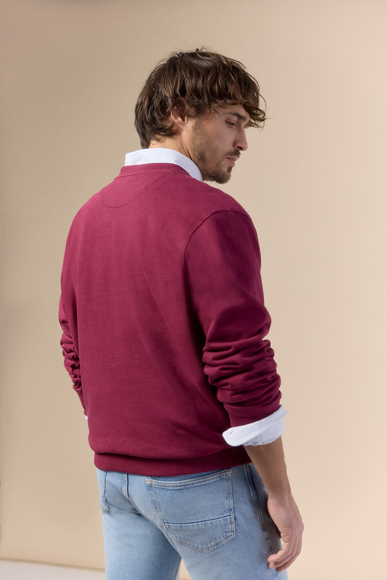 OOTO Logo round neck sweatshirt Maroon