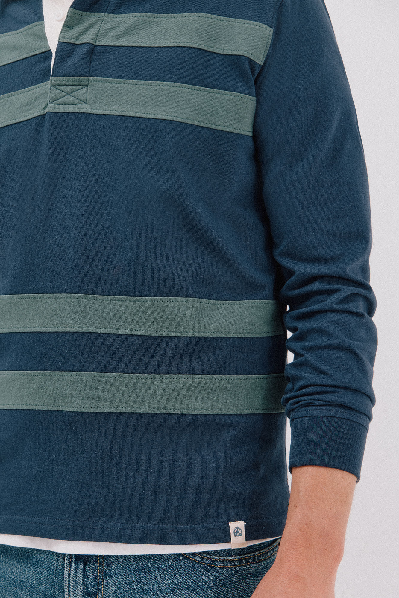 Cortefiel Striped rugby polo shirt Navy
