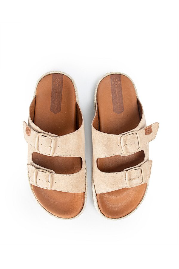 Cortefiel Icacos split leather sandals  Beige