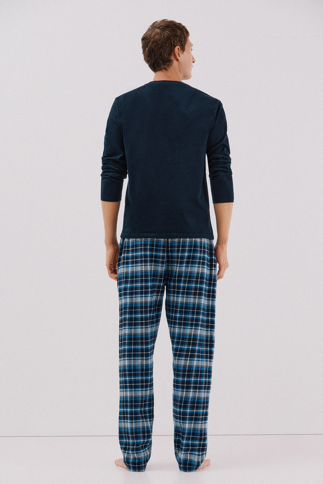 Cortefiel Set de pijama punto y tela Azul marino