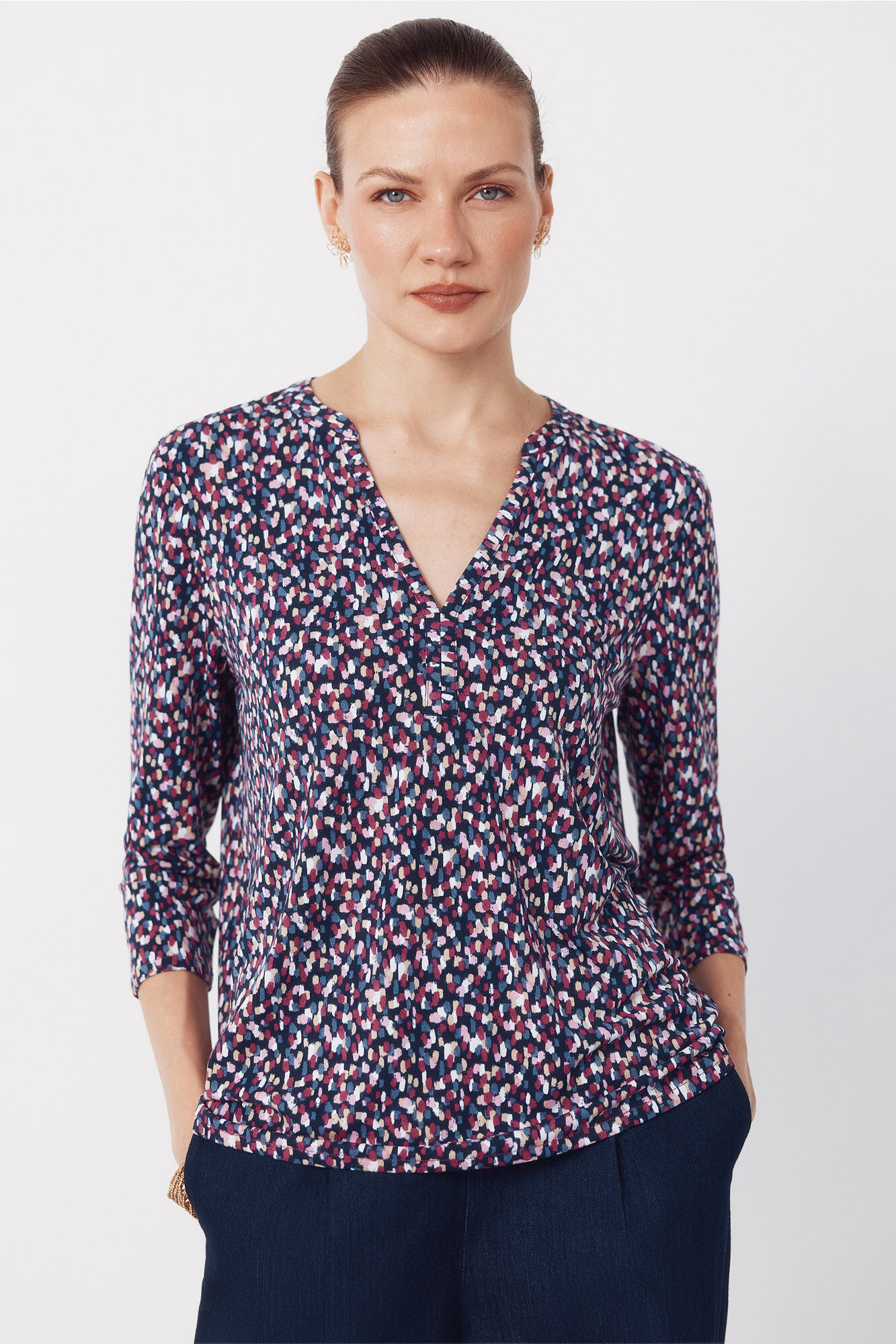 Cortefiel Basic top with mandarin collar