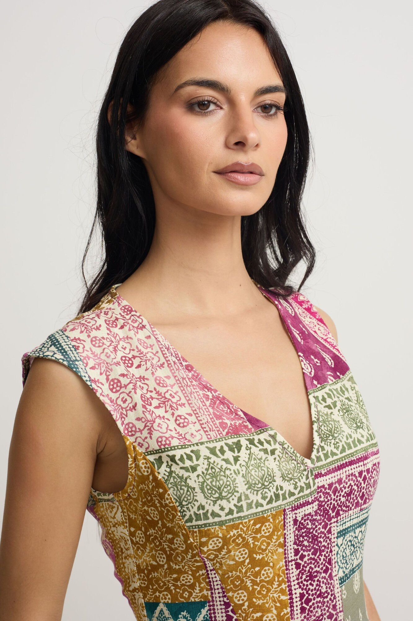 Silbon Vestido midi estampado patchwork