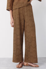 Cortefiel Crochet jersey-knit pants Kaki
