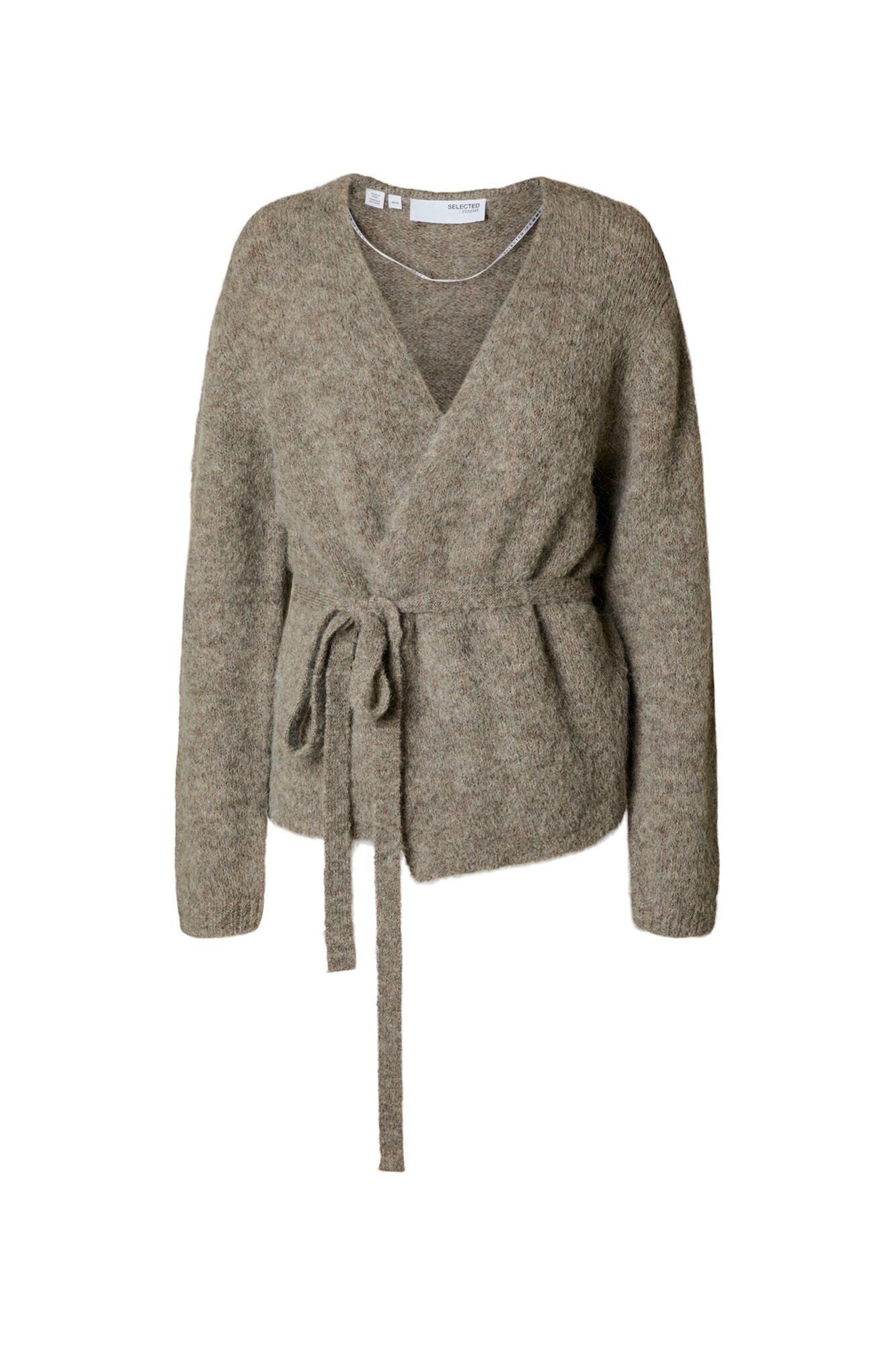 Selected Casaco de malha de alpaca com la&ccedil;ada Tostado