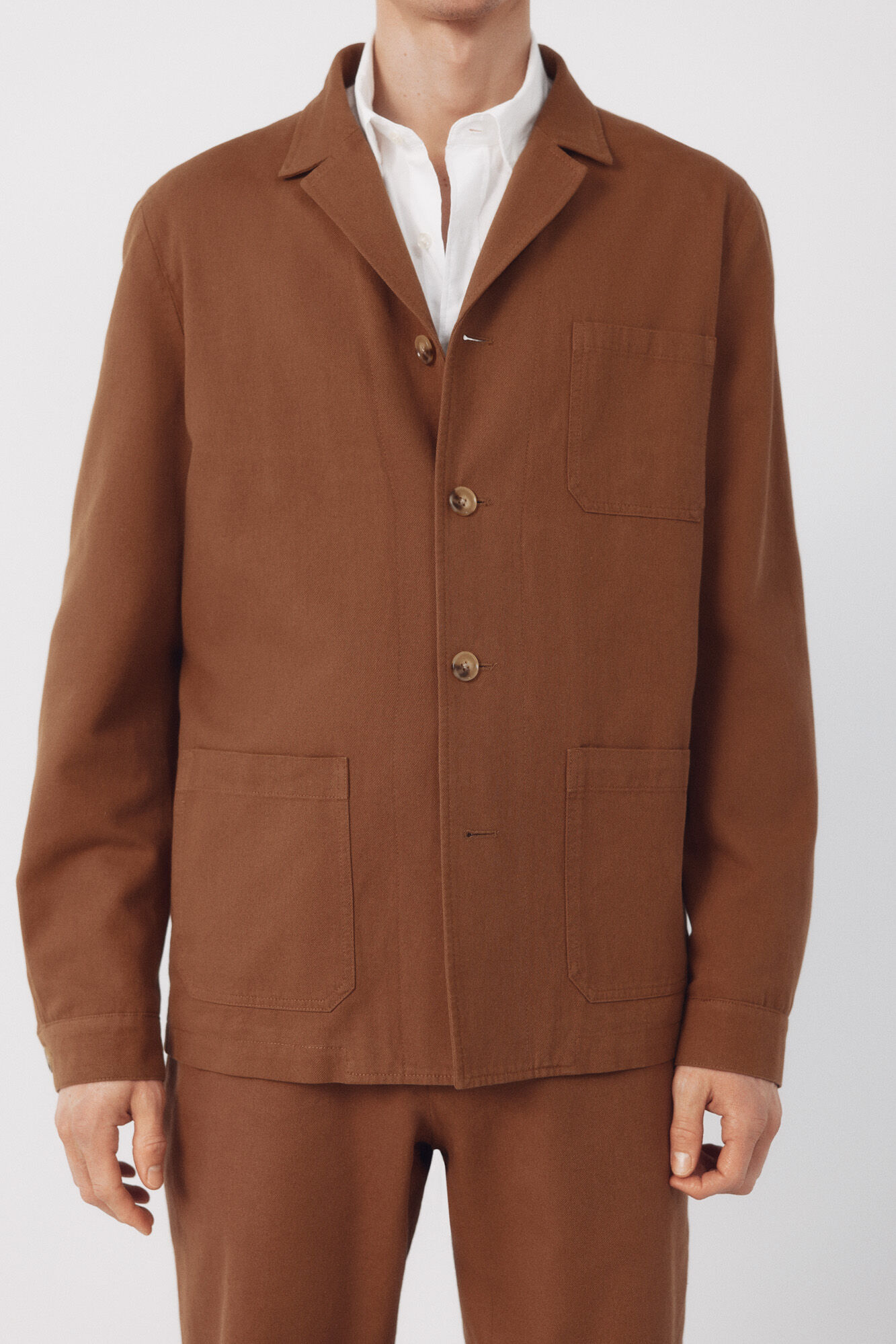 Cortefiel Mistura de linho pseudo-americano coordenada Castanho