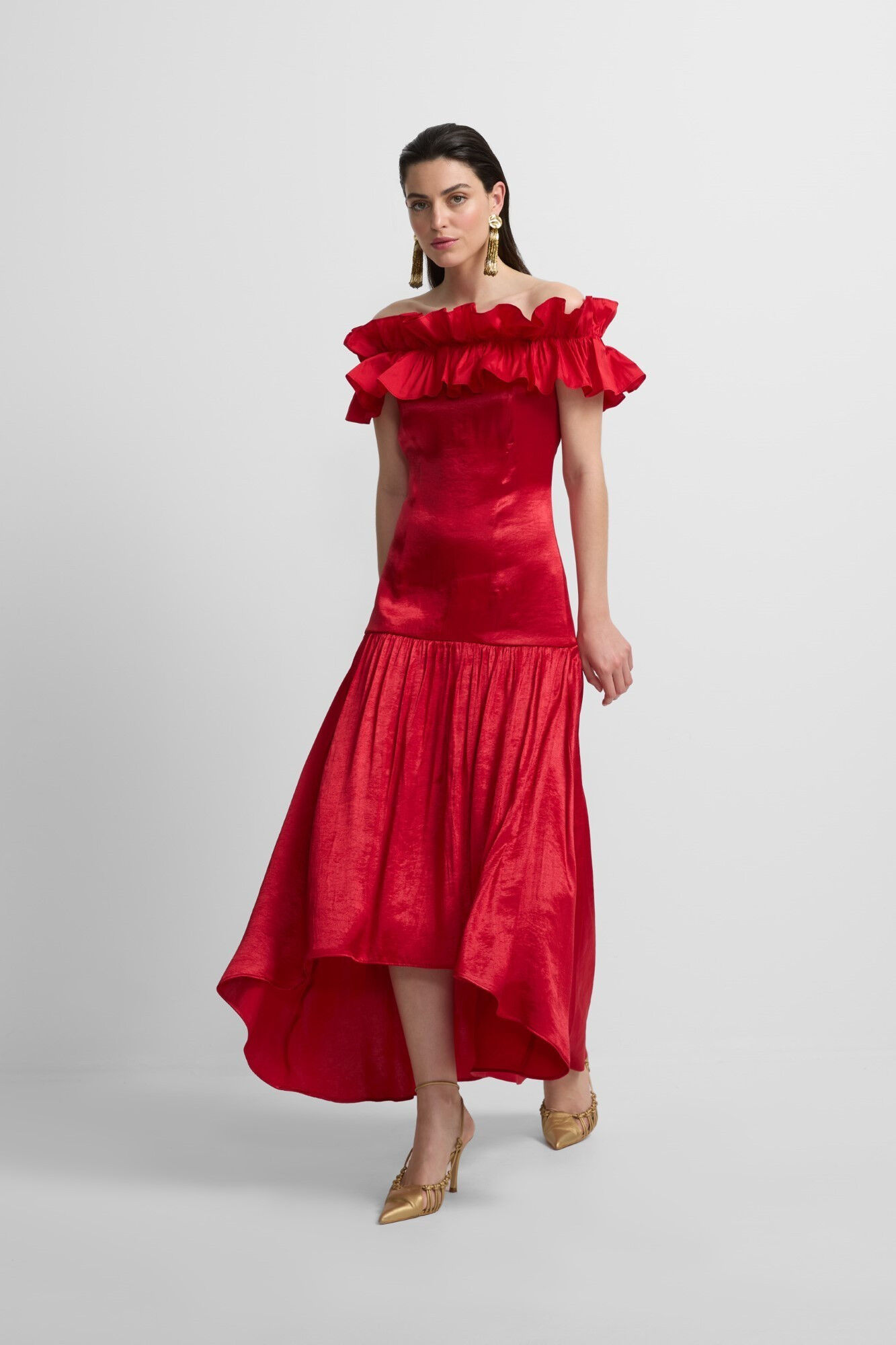 Silbon Vestido com folho da cole&ccedil;&atilde;o Event Vermelho