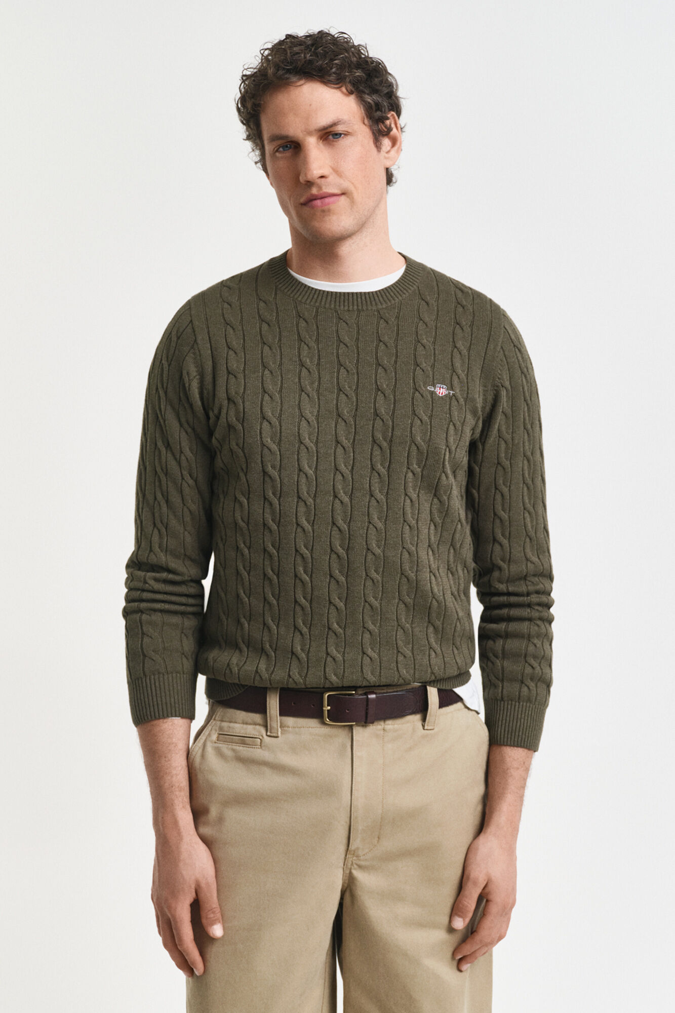 Gant Cotton cable c-neck Green