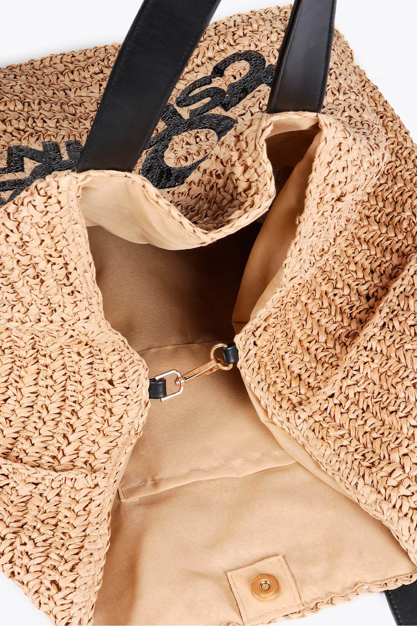 Lola Casademunt Bolsa efeito r&aacute;fia com logo brilhante Castanho