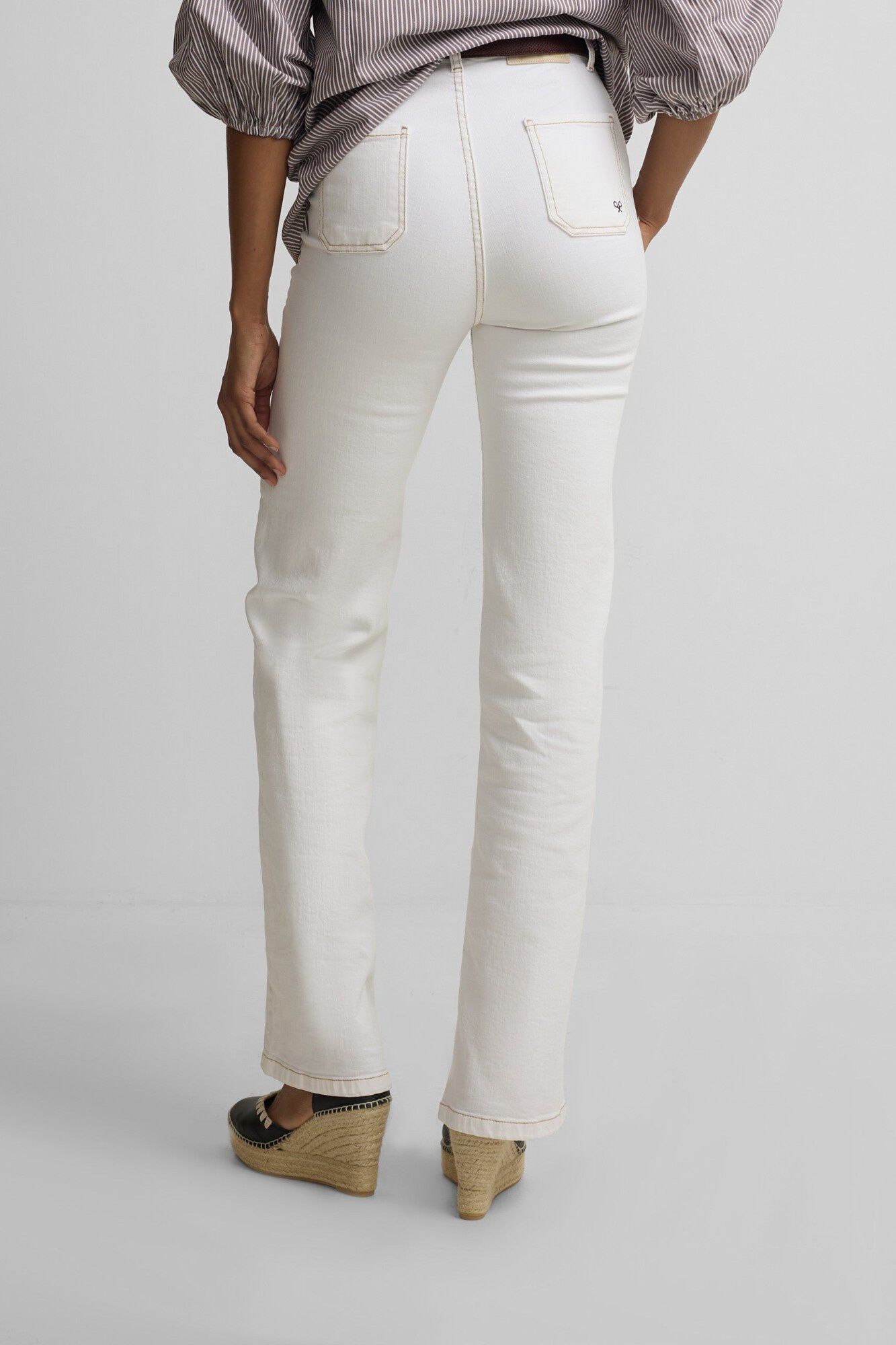 Silbon Cal&ccedil;as com fivelas em denim Branco