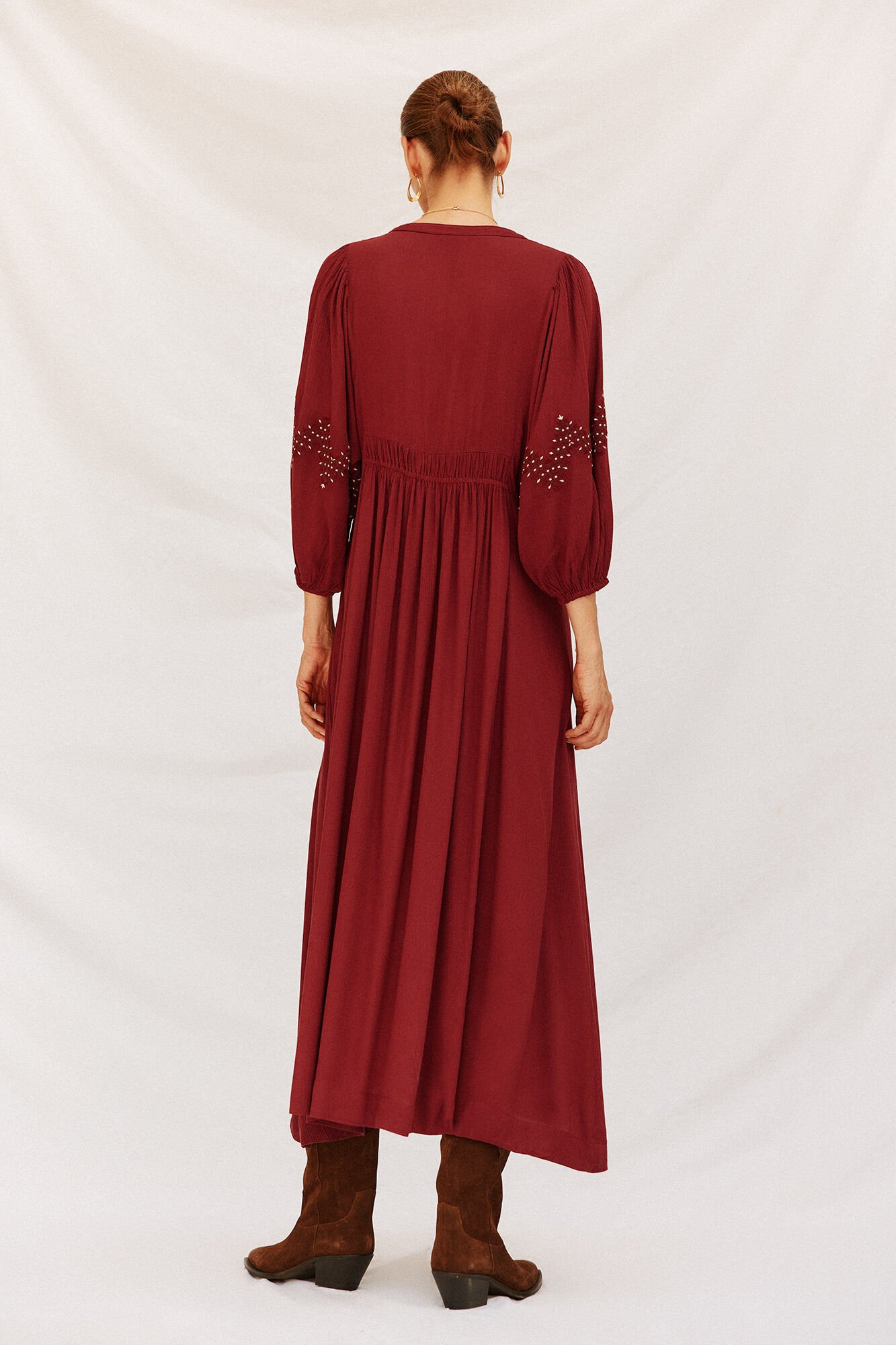 Cortefiel round neck dress Maroon