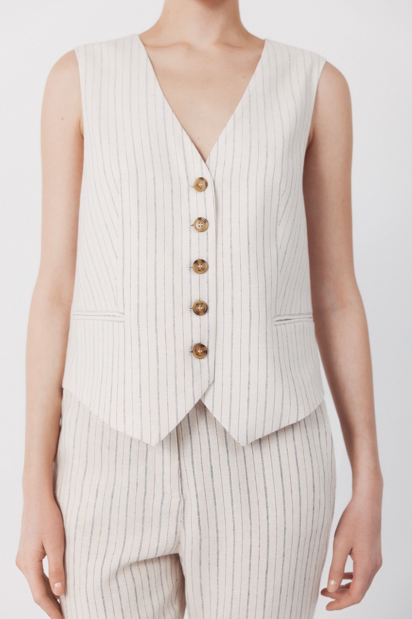 Cortefiel Tailored waistcoat Printed white