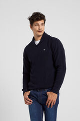 Silbon Navy blue shawl collar jumper Navy