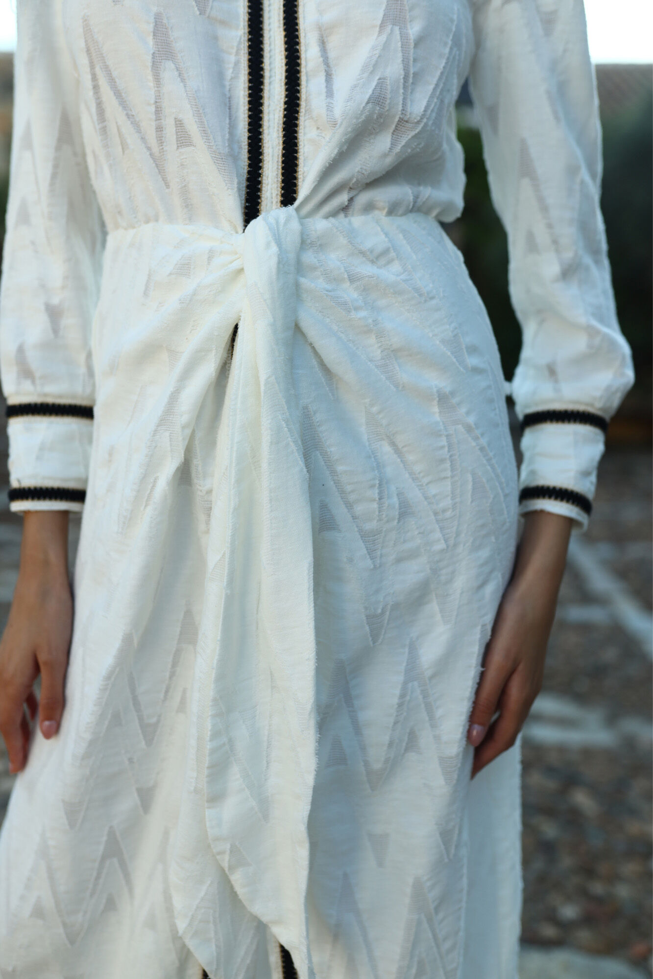 Panambi Vestido camisa com la&ccedil;ada Branco