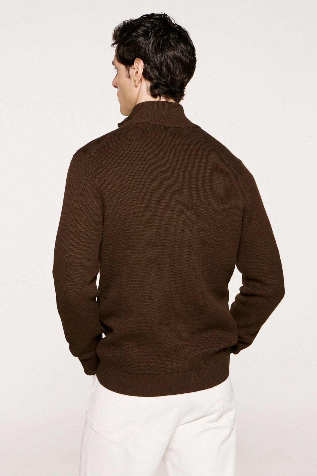 Selected Blus&atilde;o com malha 100% algod&atilde;o org&acirc;nico Castanho