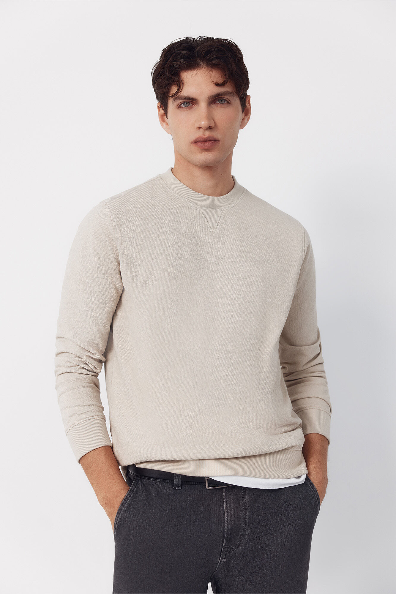 Cortefiel Textured crew neck sweatshirt