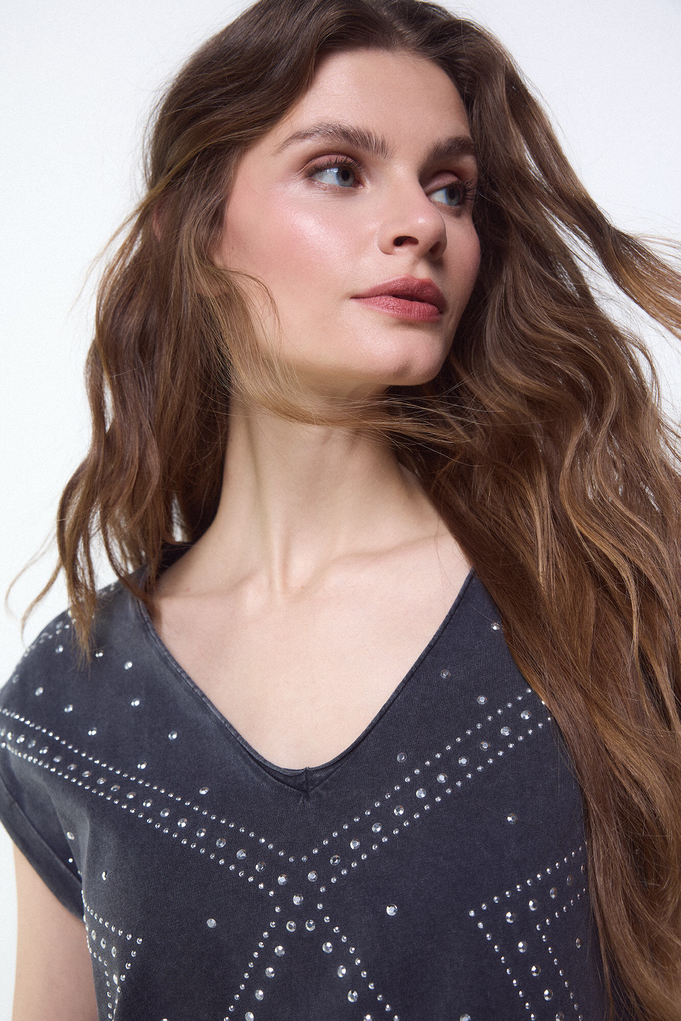 Slowlove Camiseta tachas Gris