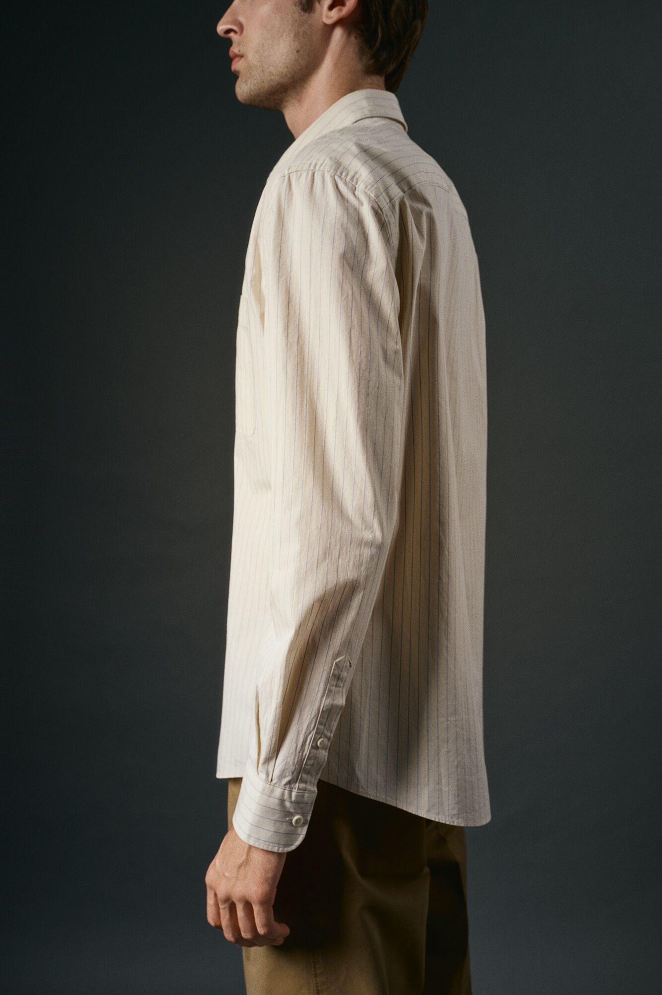 OOTO Camisa rayas estructura Marfil