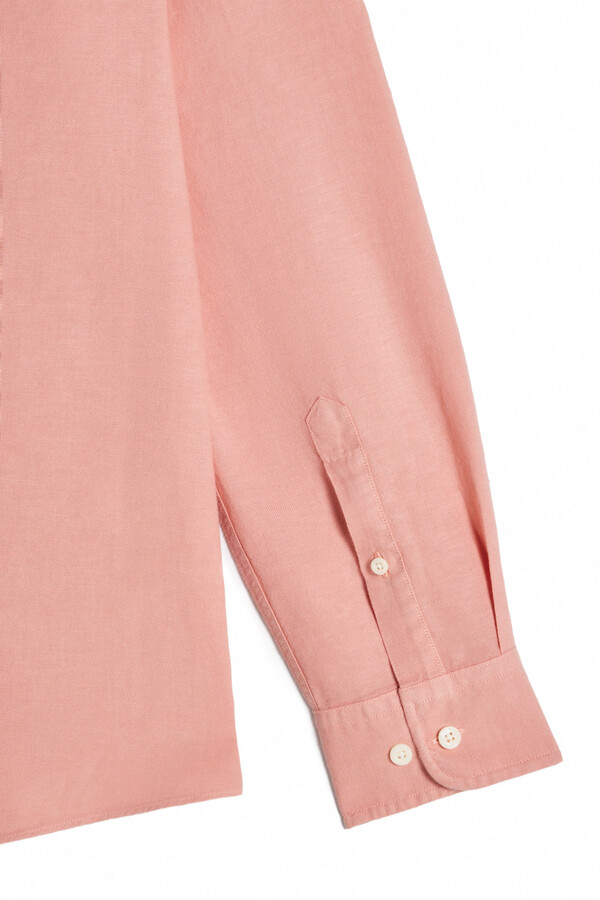 Cortefiel Camisa algodón lino manga larga Rosa