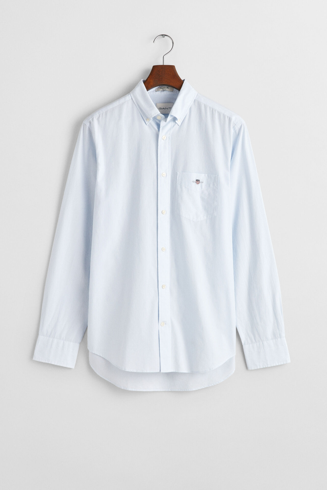 Gant Camisa riscas fina cl&aacute;ssica Regular Fit Azul