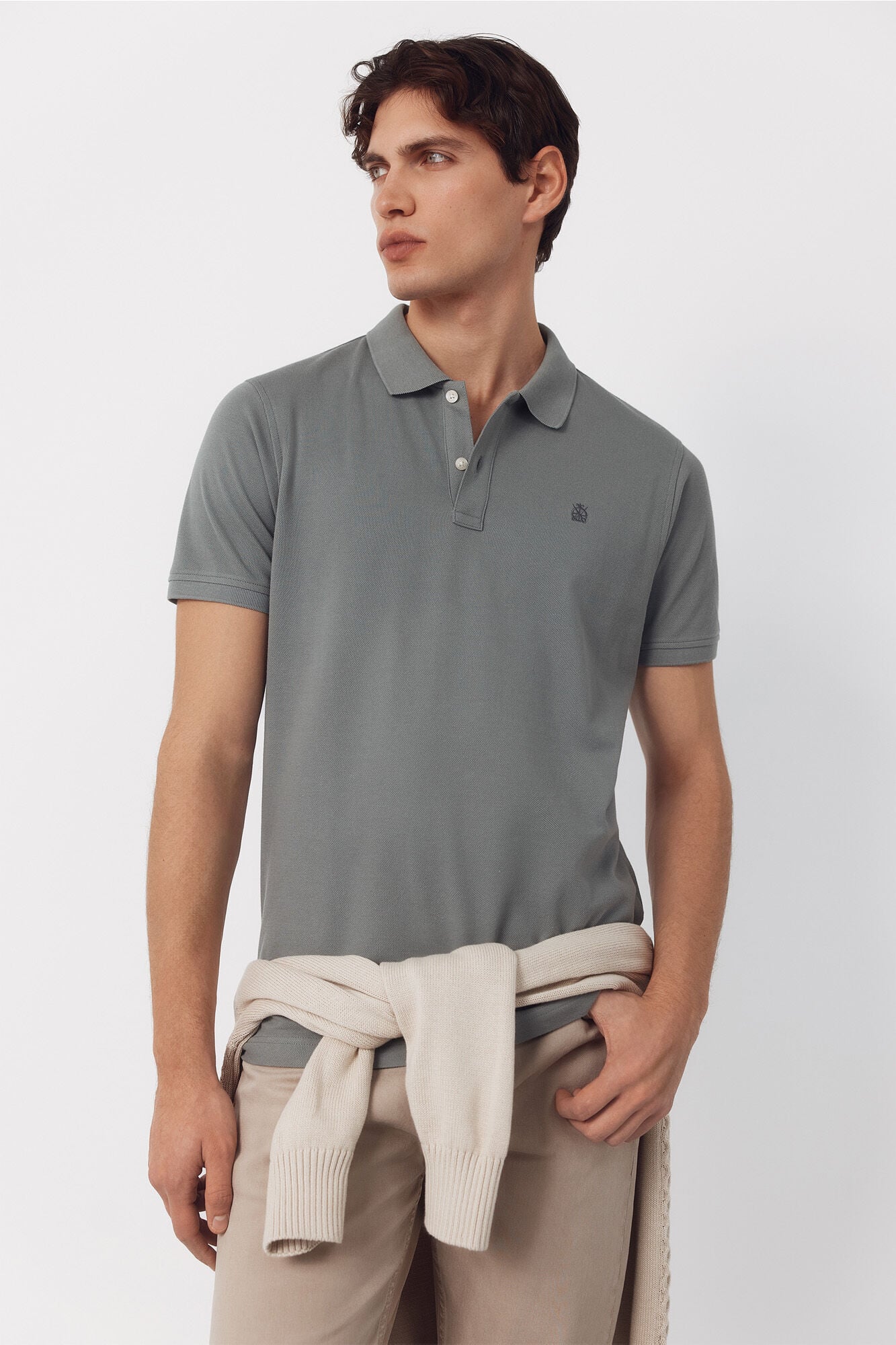 Cortefiel Polo b&aacute;sico de piqu&eacute; slim Verde