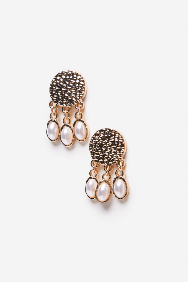 Cortefiel Pearl texture earrings Gold