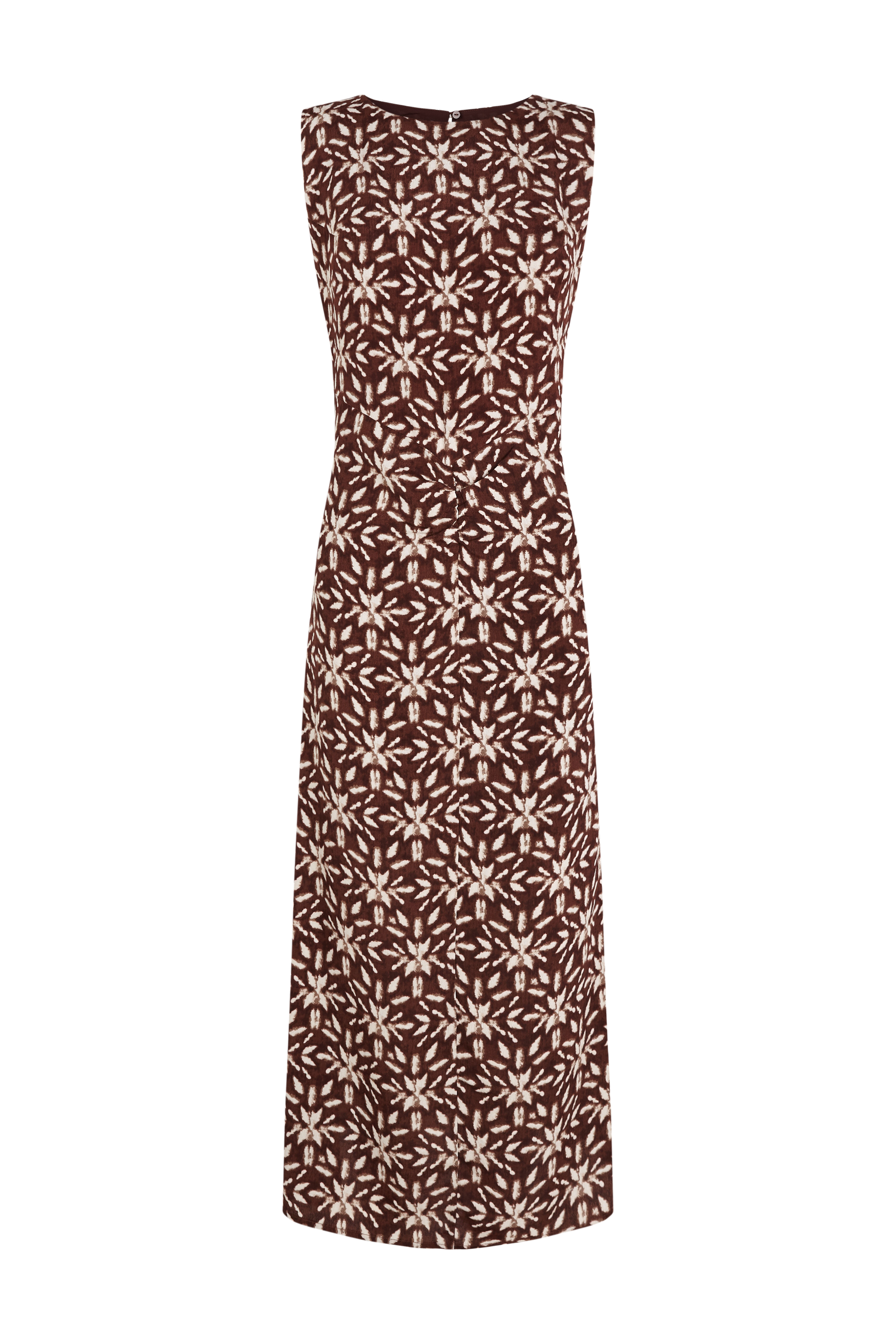 Slowlove Vestido estampado com franzido Castanho