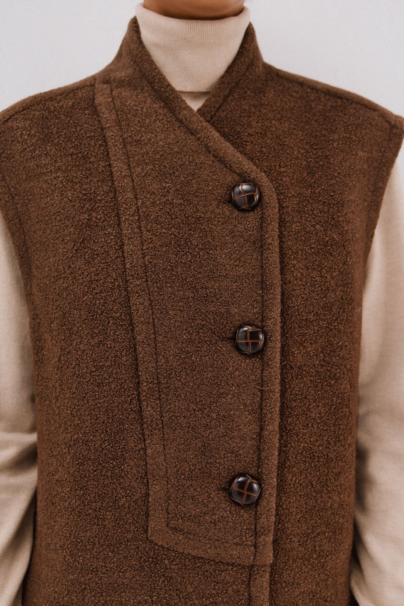 Cortefiel Oversized women's vest Dark brown