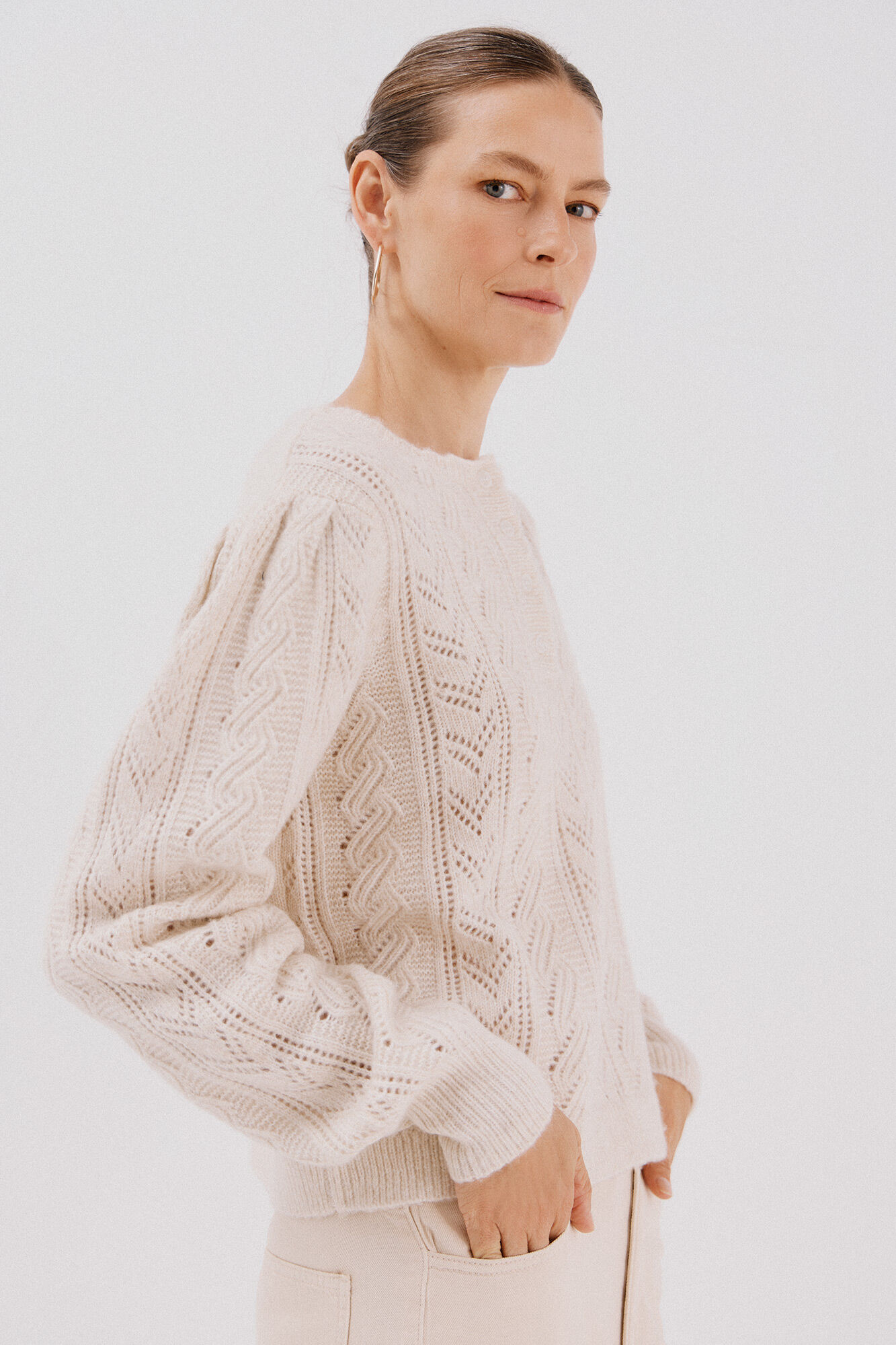 Cortefiel jersey-knit vest Ivory