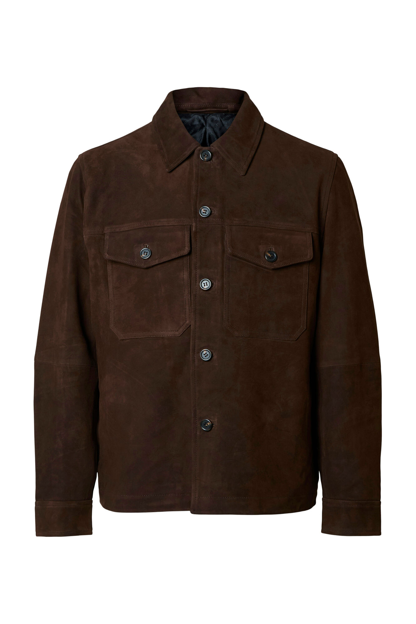 Selected 100% leather suede jacket Brown