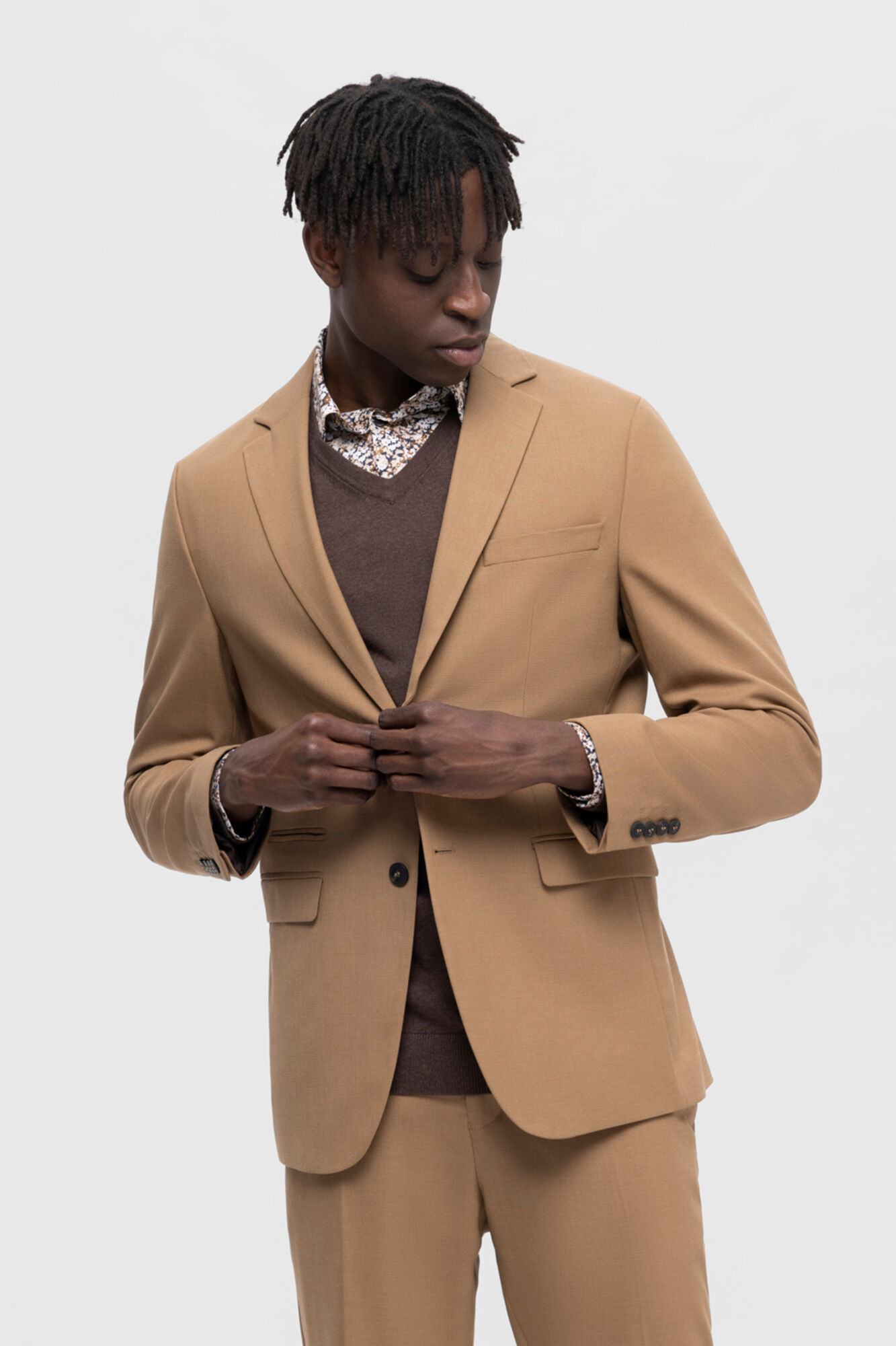 Selected Blazer Slim Fit com l&atilde; Castanho