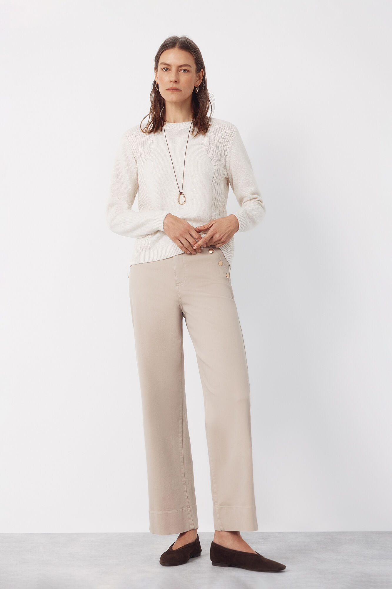 Cortefiel Jersey punto combinado Beige