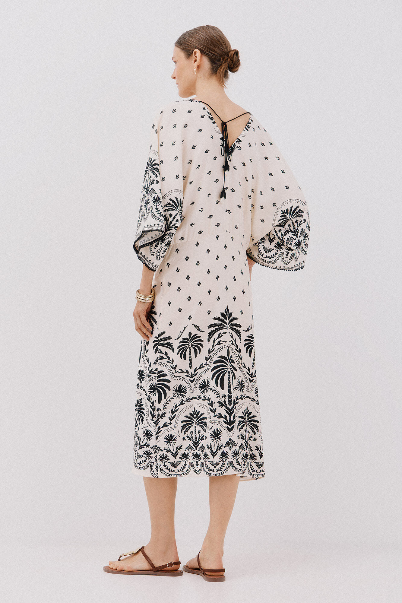 Cortefiel Vestido estampado com franzidos Impress&atilde;o