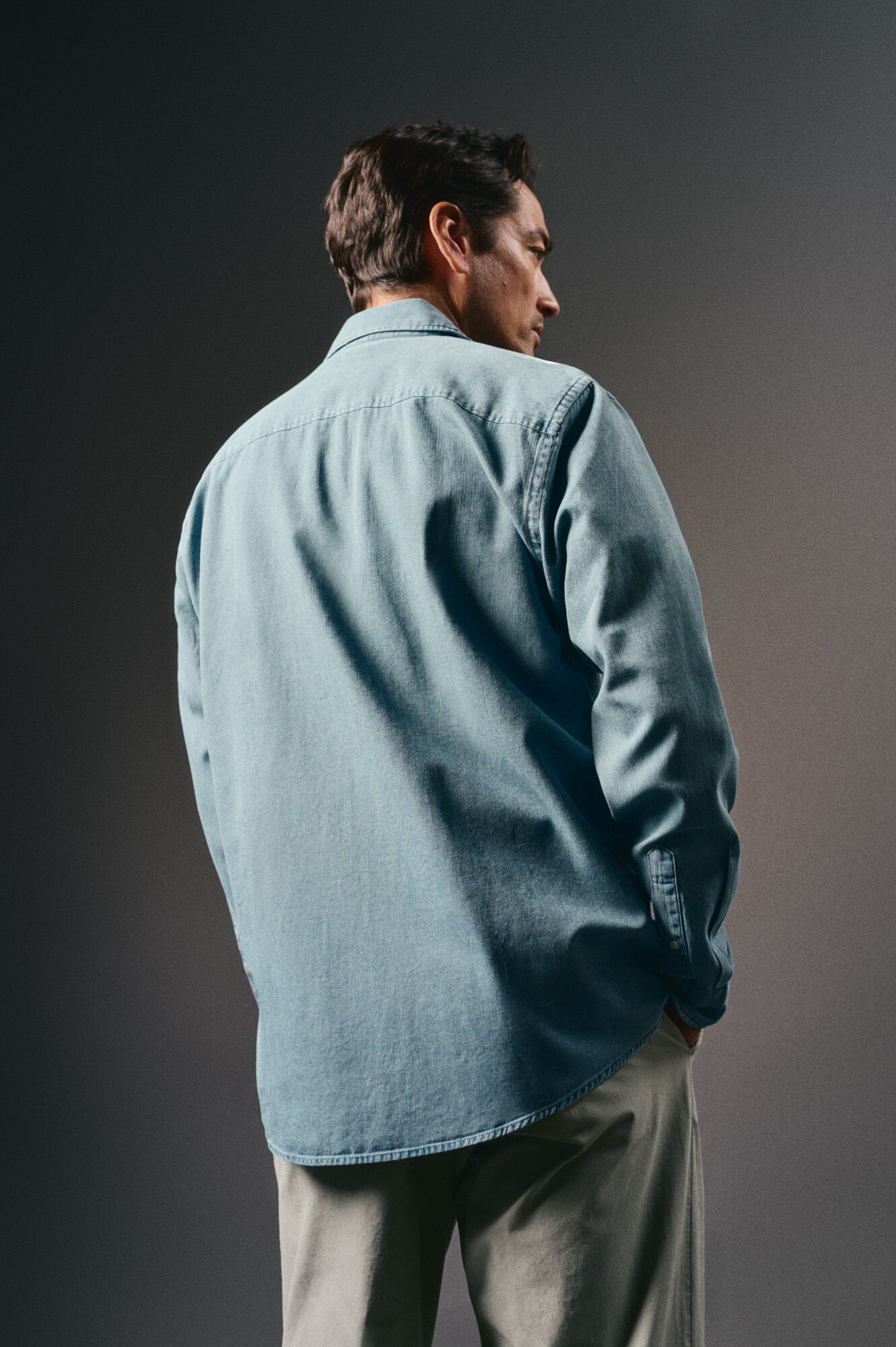 OOTO Camisa tecido espiga Azul