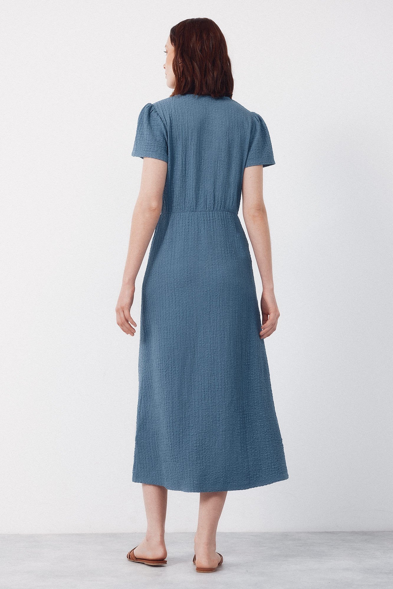 Cortefiel Vestido estruturado estampado Azul