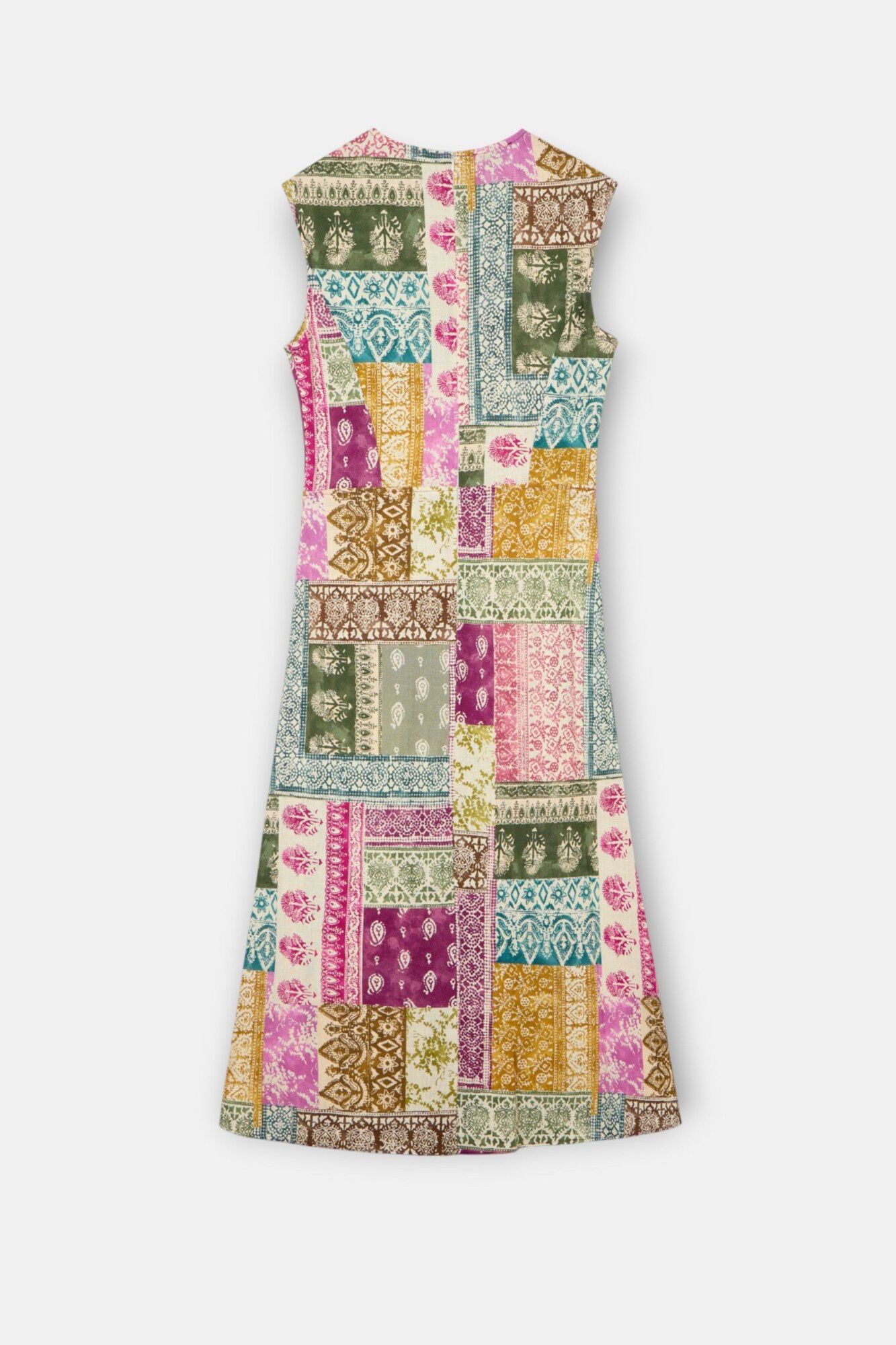 Silbon Vestido midi estampado patchwork Multicolorido