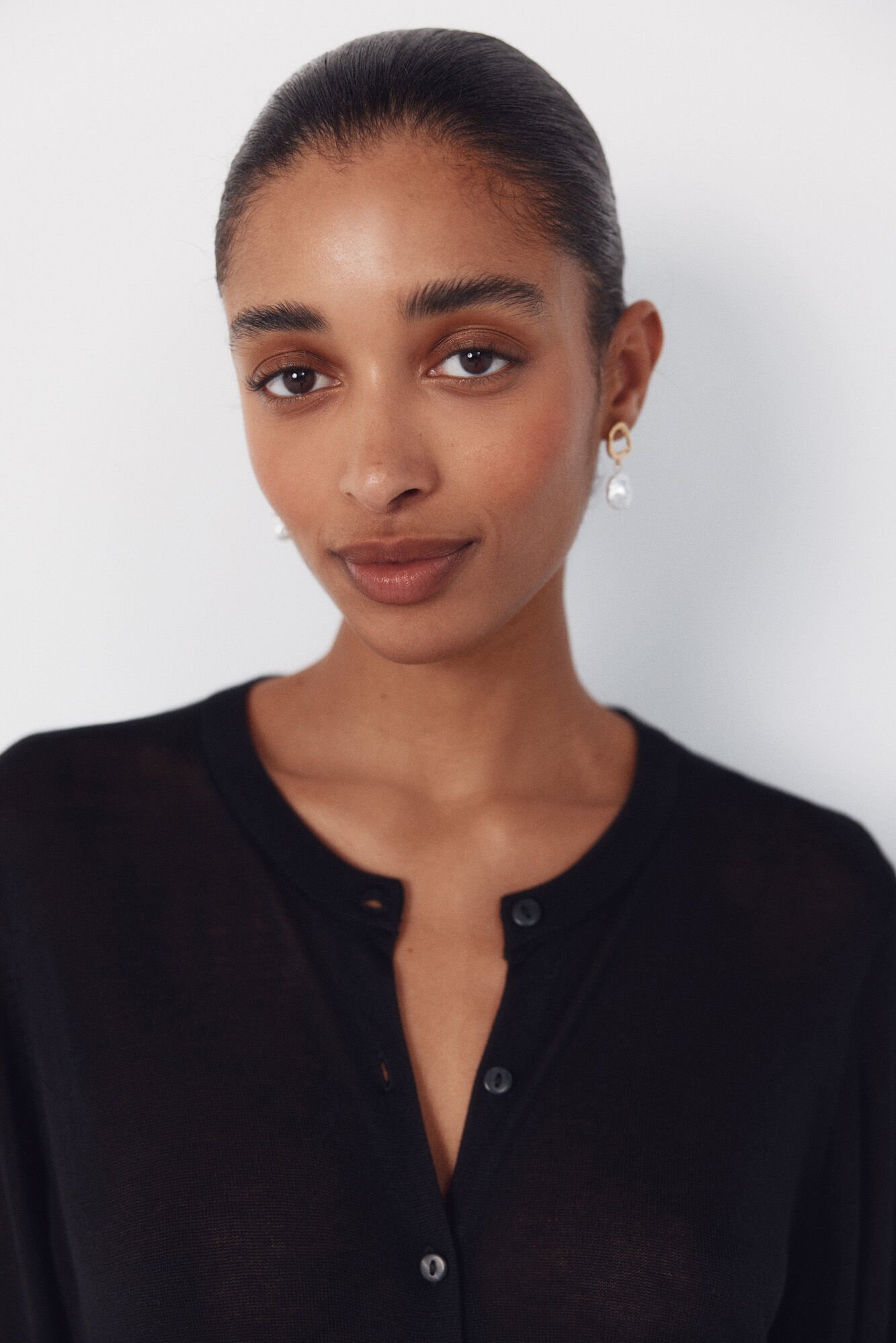 Cortefiel Jersey-knit basic jacket Black