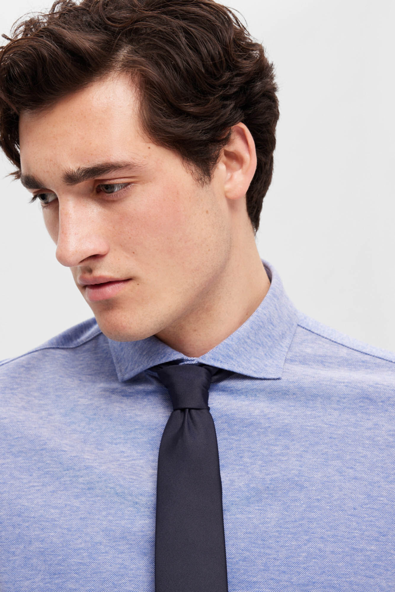 Selected 100% cotton piqu&eacute; shirt Blue